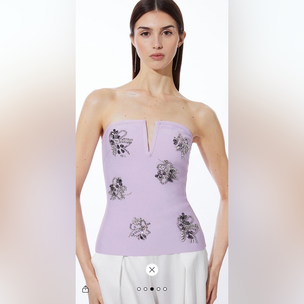 Karen Millen Figure Form Bandage Knit Embellished Top
